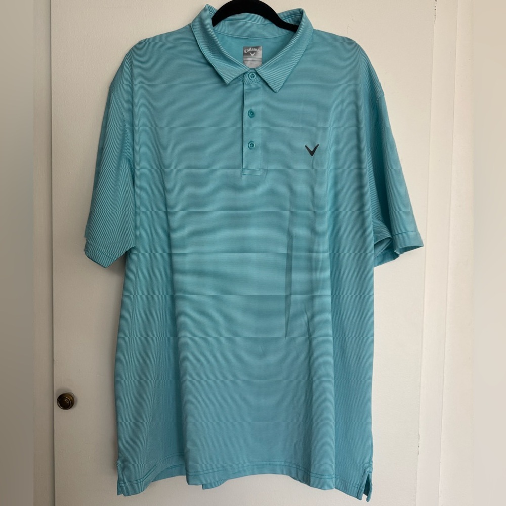 Callaway Opti-Dri Golf Polo Shirt Mens Light Green Teal Stripe Performance XXL